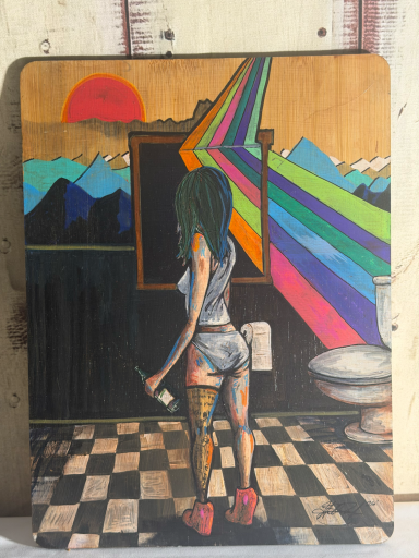 Psychedelic girl in bathroom